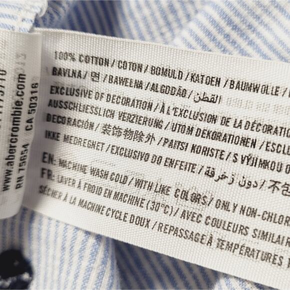 Abercrombie & Fitch Blue White Embroidered Anchors Muscle Button Down Shirt SZ M - Picture 12 of 13